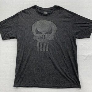Marvel Comics Men's Graphic T-Shirt Punisher Size XL Gray Crew Neck Cotton Blend